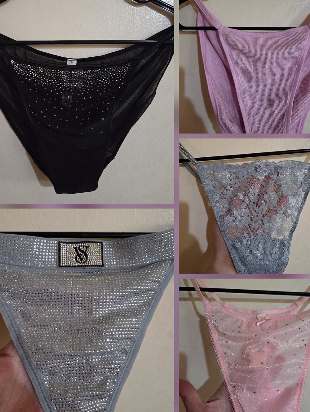 Victoria's Secret 5pc Blingy Sparkly Panties Bundle Size L, XL, XXL NWT